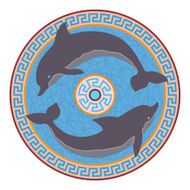 Rosette with two dolphins