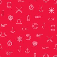 Marine line icons seamless vector pattern