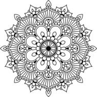 Black line graphic indian floral mandala