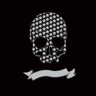 Vector Black and White Ribbon Skull Illustration