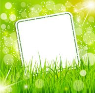 abstract background with a bright greeting card in the grass