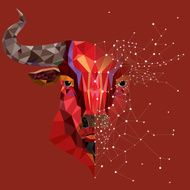 Red bull head with geometric pattern- Vector illustration N2