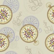 Seamless background with compass and anchor