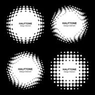 Set of White Abstract Halftone Design Elements