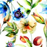 Seamless pattern with Original flowers N3