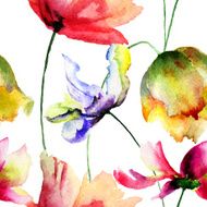 Seamless wallpaper with spring flowers N2