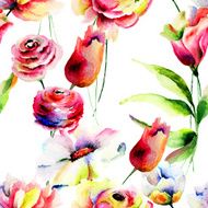 Seamless pattern with decorative flowers N16
