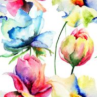 Seamless pattern with wild flowers