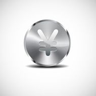 Metallic Yen Yuan coin money sign