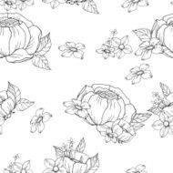 seamless black and white floral pattern N6