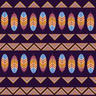 dark indian etchic seamless pattern with feathers N2