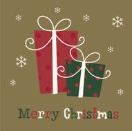 Christmas card with present - illustration N2