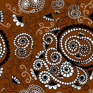 Brown vintage seamless pattern with black and white decorative f