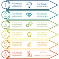 Infographic template from Colourful lines six positions N2
