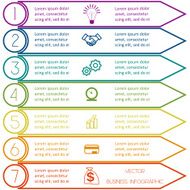 Infographic template from Colourful lines seven positions N2