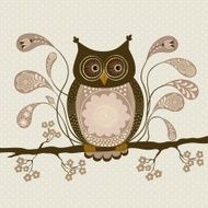 Cute stylized owl on a branch