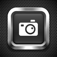 Digital Camera on Black Square Button