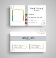 Business card with colorful square pattern template