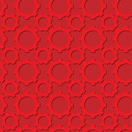 Seamless gear pattern red color with shadows