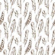 Hand drawn seamless pattern of different types birds feather