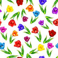 Tulip floral background seamless pattern Vector illustration