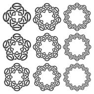 Nine circular decorative elements with stripes braiding N11