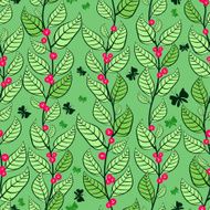 Seamless pattern with leaves and berries N2