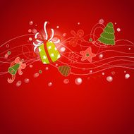 Red multylayered card with Christmas drawing elements