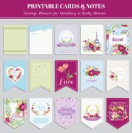 Vintage Flowers Card Set - for birthday wedding baby shower N2