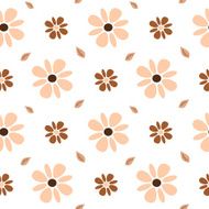 Pastel brown and pink flowers seamless pattern background illustration