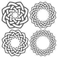 Four mandala decorative elements with stripes braiding