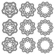 Nine circular decorative elements with stripes braiding N16