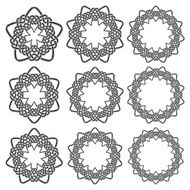 Nine circular decorative elements with stripes braiding N17