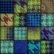 Patchwork pattern with the houndstooths ornament and stitched o