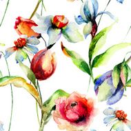 Seamless pattern with Original flowers N4