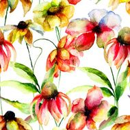 Seamless wallpaper with spring flowers N3