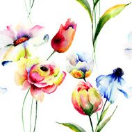 Seamless pattern with Original flowers N5