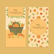 Flyers banners for Thanksgiving day with pumpkins N2