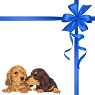 dog and ribbon illustration N39