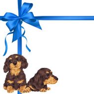 dog and ribbon illustration N42