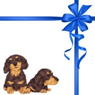dog and ribbon illustration N44