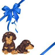 dog and ribbon illustration N45