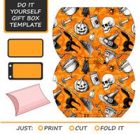 Favor gift box die cut Box template with Halloween pattern