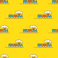 Vector cartoon toy seamless pattern Little steam train background N2