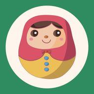 Matryoshka Russian traditional wooden doll theme elements
