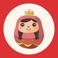 Matryoshka Russian traditional wooden doll theme elements N5