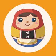 Matryoshka Russian traditional wooden doll theme elements N9