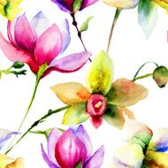 Seamless pattern with decorative flowers N17