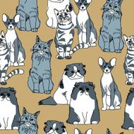 Cats pets animal group gray seamless pattern N2