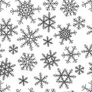 Vector seamless pattern with simple linear snowflakes N4